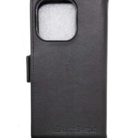 Etui anti-ondes en cuir noir pour Apple iPhone 15 Pro