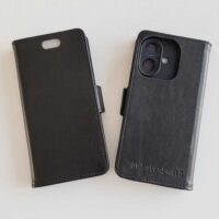 Etui anti-ondes en cuir noir pour Apple iPhone 16
